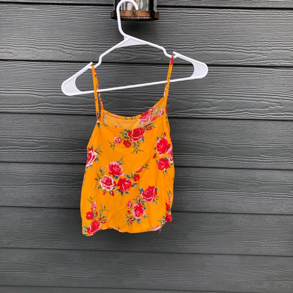 Yellow tank top with red flowers - Picture 2 of 2